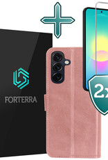 Forterra Forterra Samsung Galaxy A27 Hoesje Bookcase Met 2x Screenprotector - Rose Goud