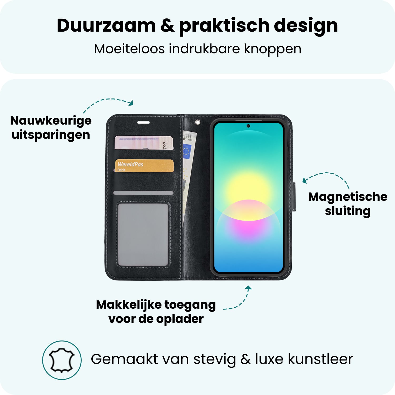 Forterra Forterra Samsung Galaxy A27 Hoesje Bookcase Met 2x Screenprotector - Zwart