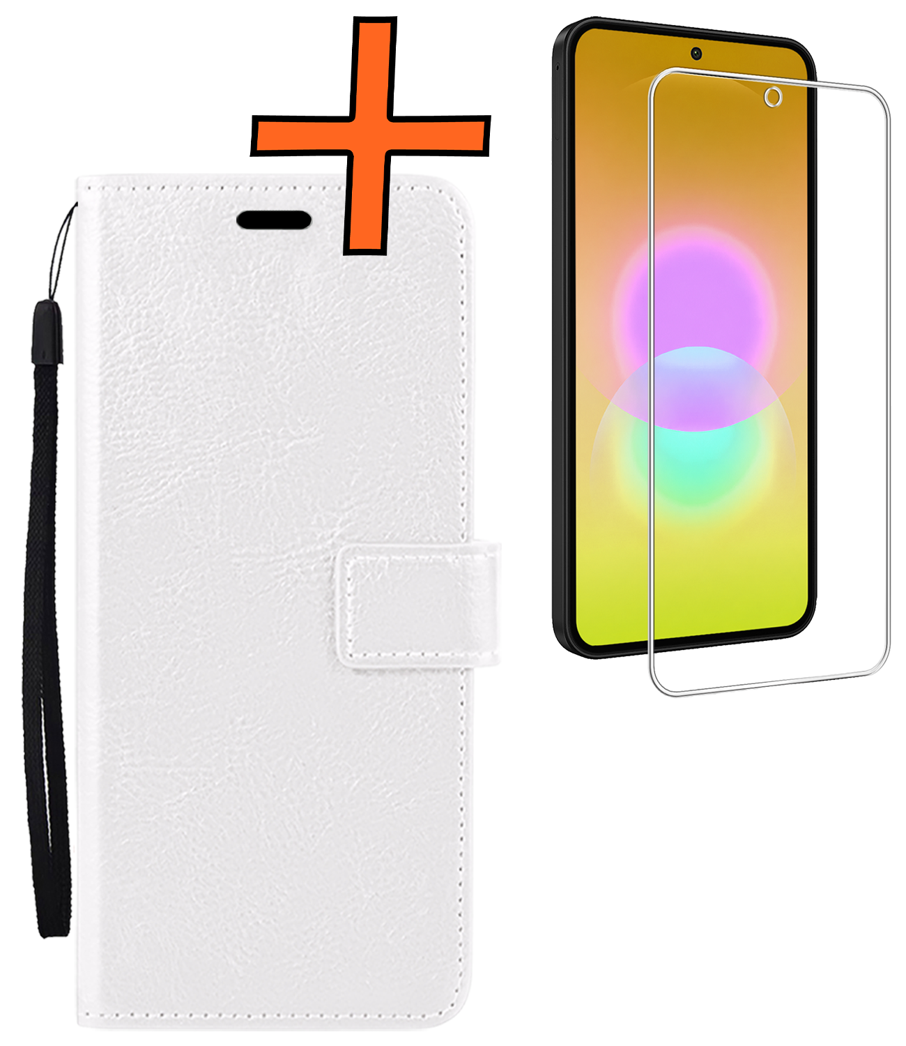 Nomfy Nomfy Samsung Galaxy A27 Hoesje Bookcase Met Screenprotector - Wit