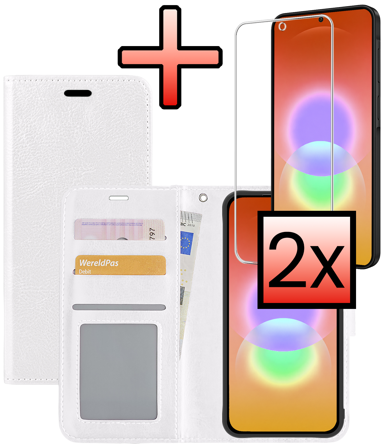 NoXx NoXx Samsung Galaxy A27 Hoesje Bookcase Met 2x Screenprotector - Wit
