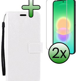 BASEY. BASEY. Samsung Galaxy A27 Hoesje Bookcase Met 2x Screenprotector - Wit