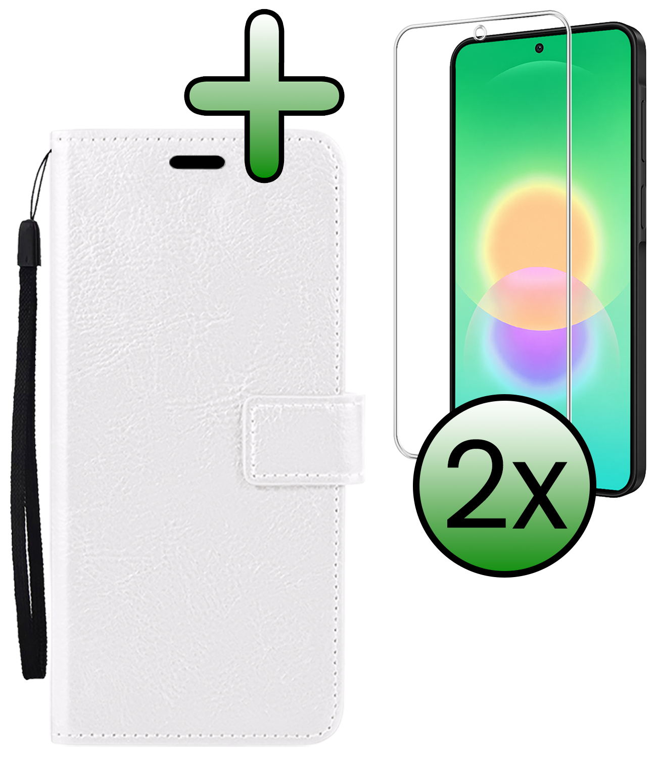 BASEY. BASEY. Samsung Galaxy A27 Hoesje Bookcase Met 2x Screenprotector - Wit