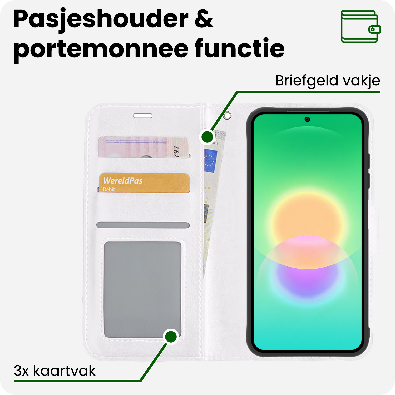 BASEY. BASEY. Samsung Galaxy A27 Hoesje Bookcase Met 2x Screenprotector - Wit