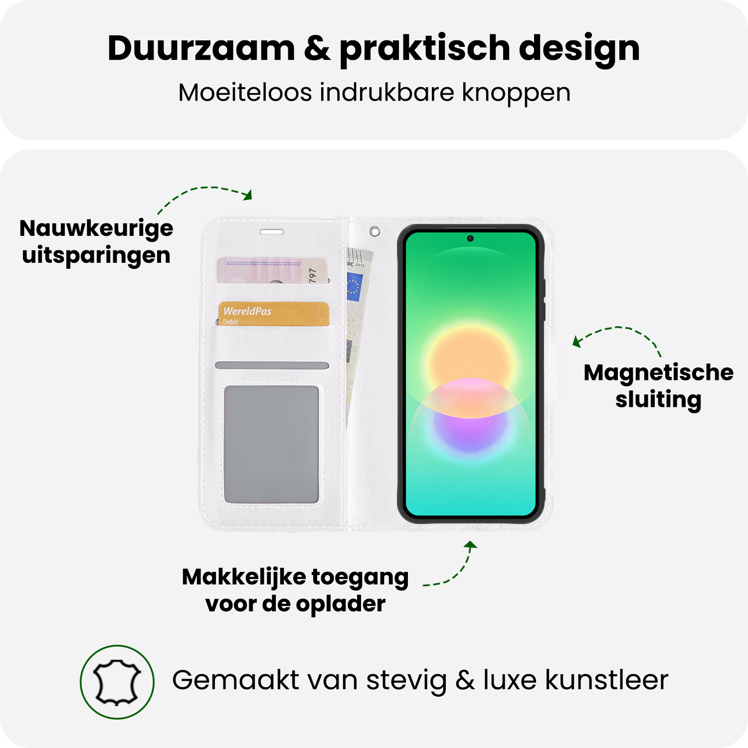 BASEY. BASEY. Samsung Galaxy A27 Hoesje Bookcase Met 2x Screenprotector - Wit