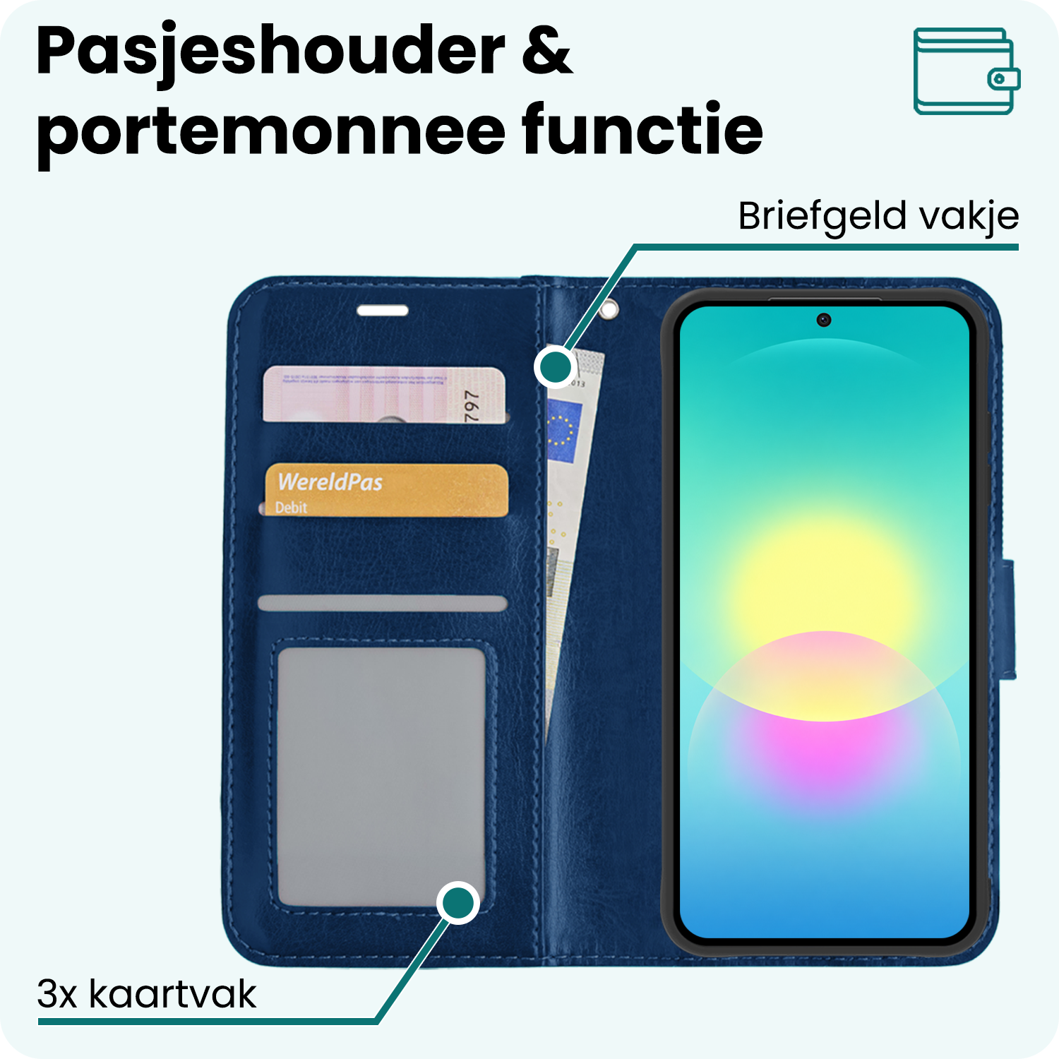 Forterra Forterra Samsung Galaxy A27 Hoesje Bookcase Met 2x Screenprotector - Donkerblauw