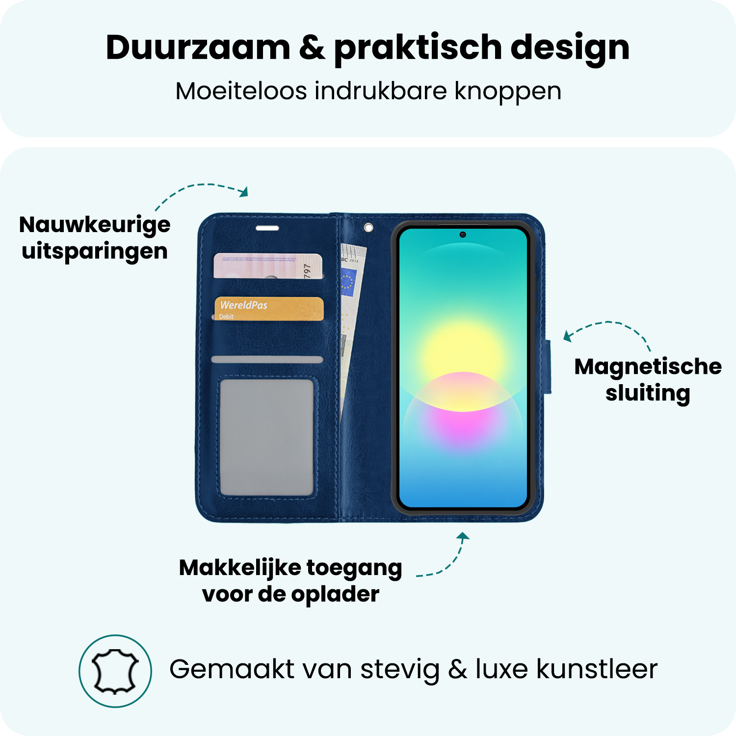 Forterra Forterra Samsung Galaxy A27 Hoesje Bookcase Met 2x Screenprotector - Donkerblauw