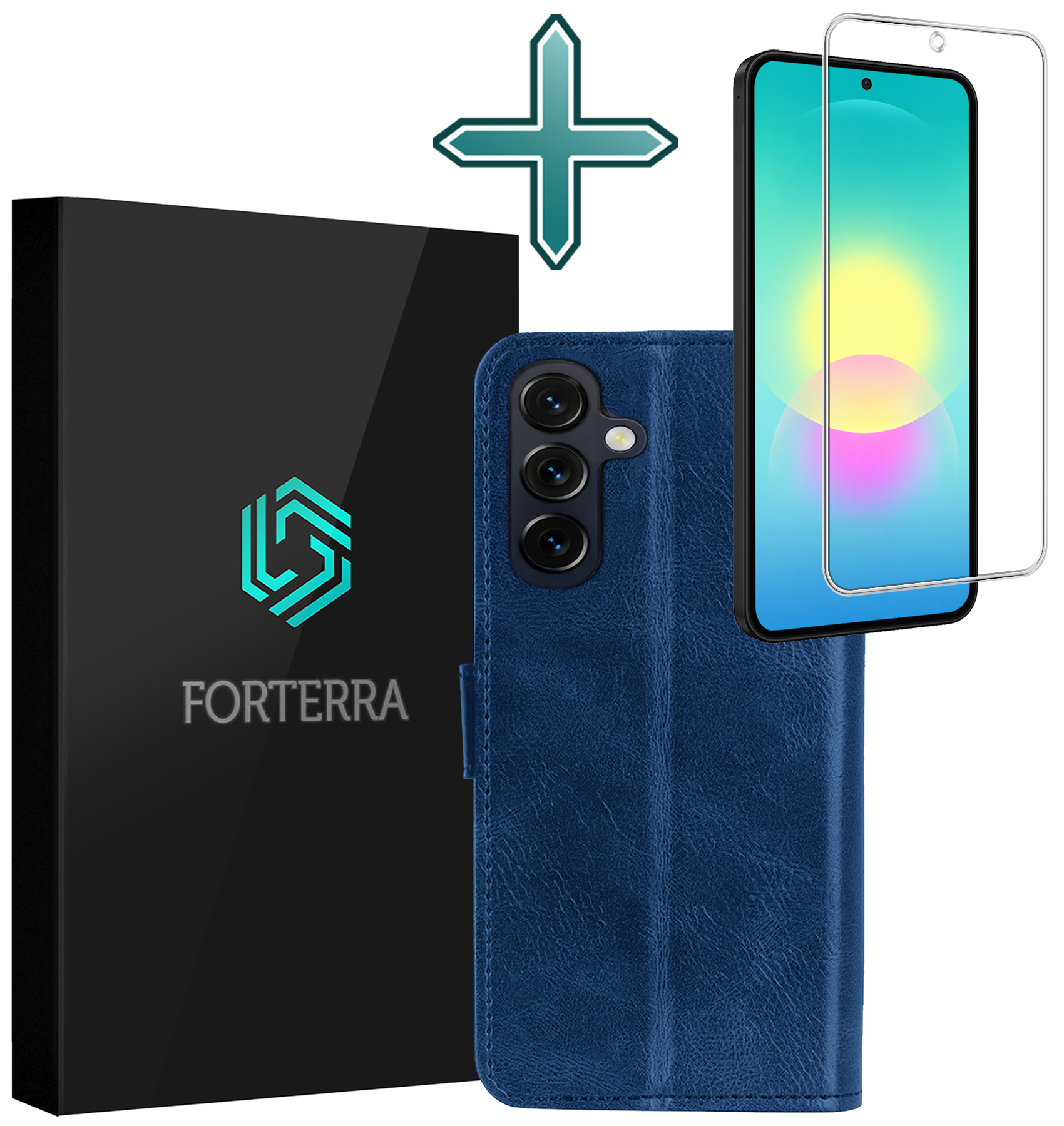 Forterra Forterra Samsung Galaxy A27 Hoesje Bookcase Met Screenprotector - Donkerblauw