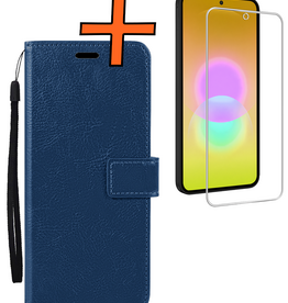 Nomfy Nomfy Samsung Galaxy A27 Hoesje Bookcase Met Screenprotector - Donkerblauw