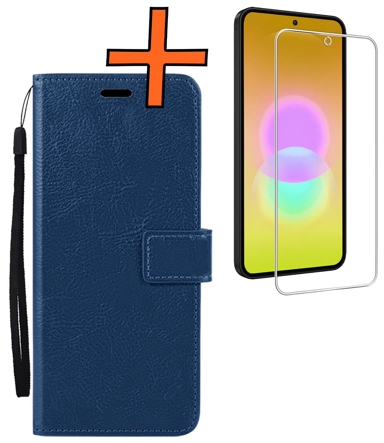 Nomfy Nomfy Samsung Galaxy A27 Hoesje Bookcase Met Screenprotector - Donkerblauw