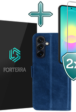 Forterra Forterra Samsung Galaxy A27 Hoesje Bookcase Met 2x Screenprotector - Donkerblauw