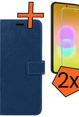 Nomfy Nomfy Samsung Galaxy A27 Hoesje Bookcase Met 2x Screenprotector - Donkerblauw