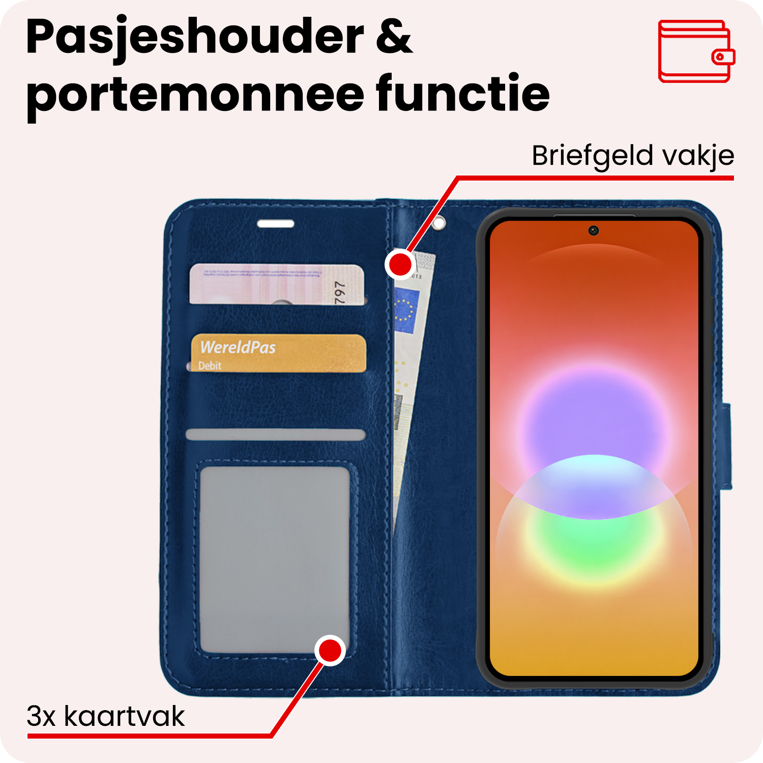 NoXx NoXx Samsung Galaxy A27 Hoesje Bookcase Met Screenprotector - Donkerblauw