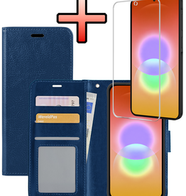 NoXx NoXx Samsung Galaxy A27 Hoesje Bookcase Met Screenprotector - Donkerblauw