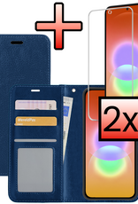 NoXx NoXx Samsung Galaxy A27 Hoesje Bookcase Met 2x Screenprotector - Donkerblauw