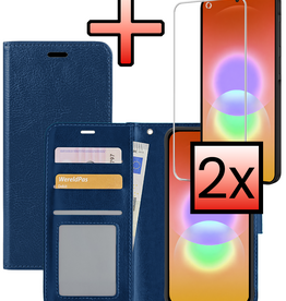 NoXx NoXx Samsung Galaxy A27 Hoesje Bookcase Met 2x Screenprotector - Donkerblauw