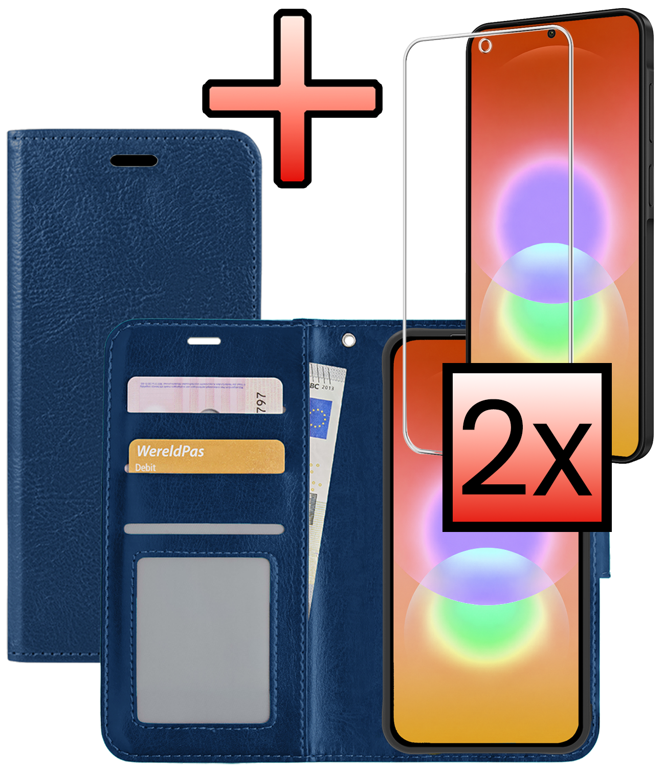 NoXx NoXx Samsung Galaxy A27 Hoesje Bookcase Met 2x Screenprotector - Donkerblauw