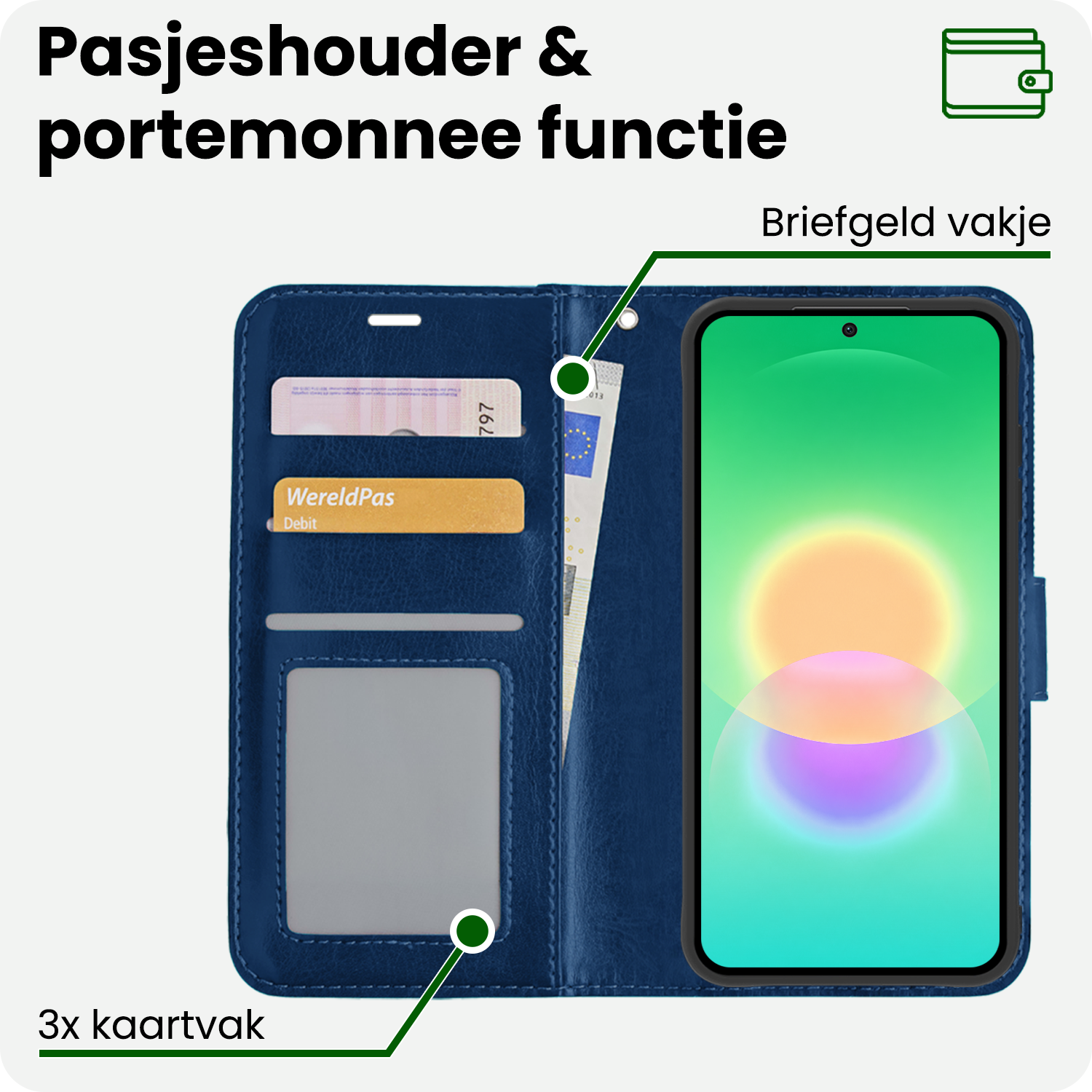 BASEY. BASEY. Samsung Galaxy A27 Hoesje Bookcase Met Screenprotector - Donkerblauw