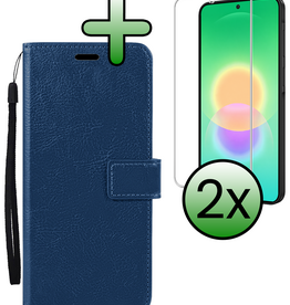 BASEY. BASEY. Samsung Galaxy A27 Hoesje Bookcase Met 2x Screenprotector - Donkerblauw
