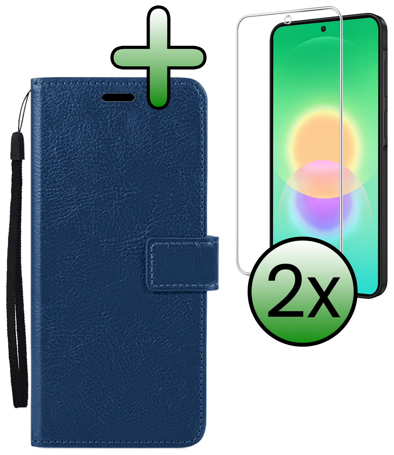 BASEY. BASEY. Samsung Galaxy A27 Hoesje Bookcase Met 2x Screenprotector - Donkerblauw