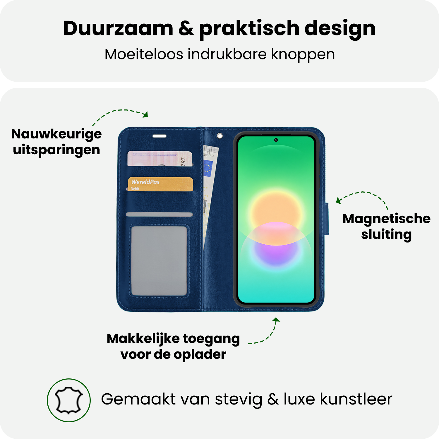 BASEY. BASEY. Samsung Galaxy A27 Hoesje Bookcase Met 2x Screenprotector - Donkerblauw