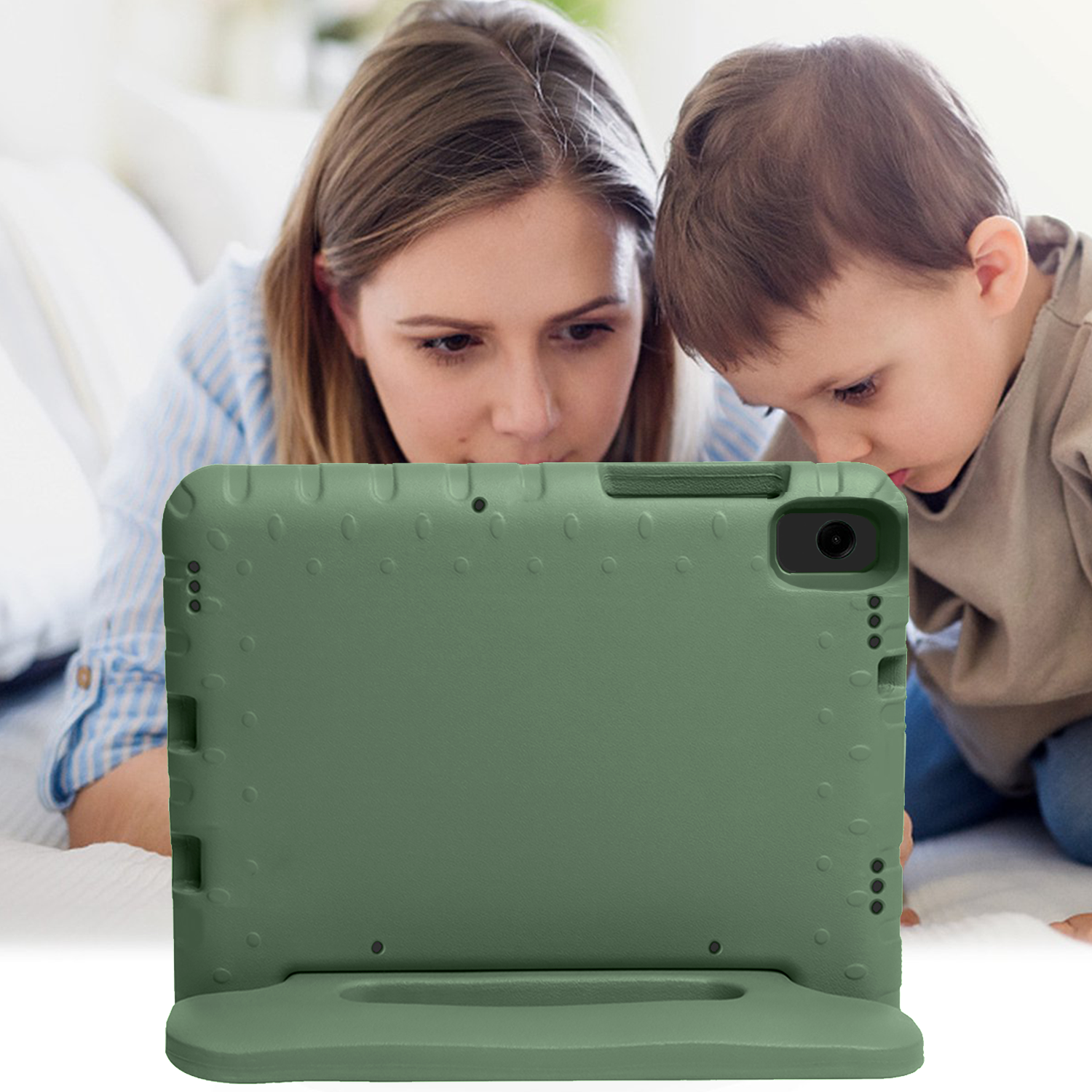 NoXx NoXx Samsung Galaxy Tab A11 Plus Kinderhoes Met Screenprotector - Donkergroen
