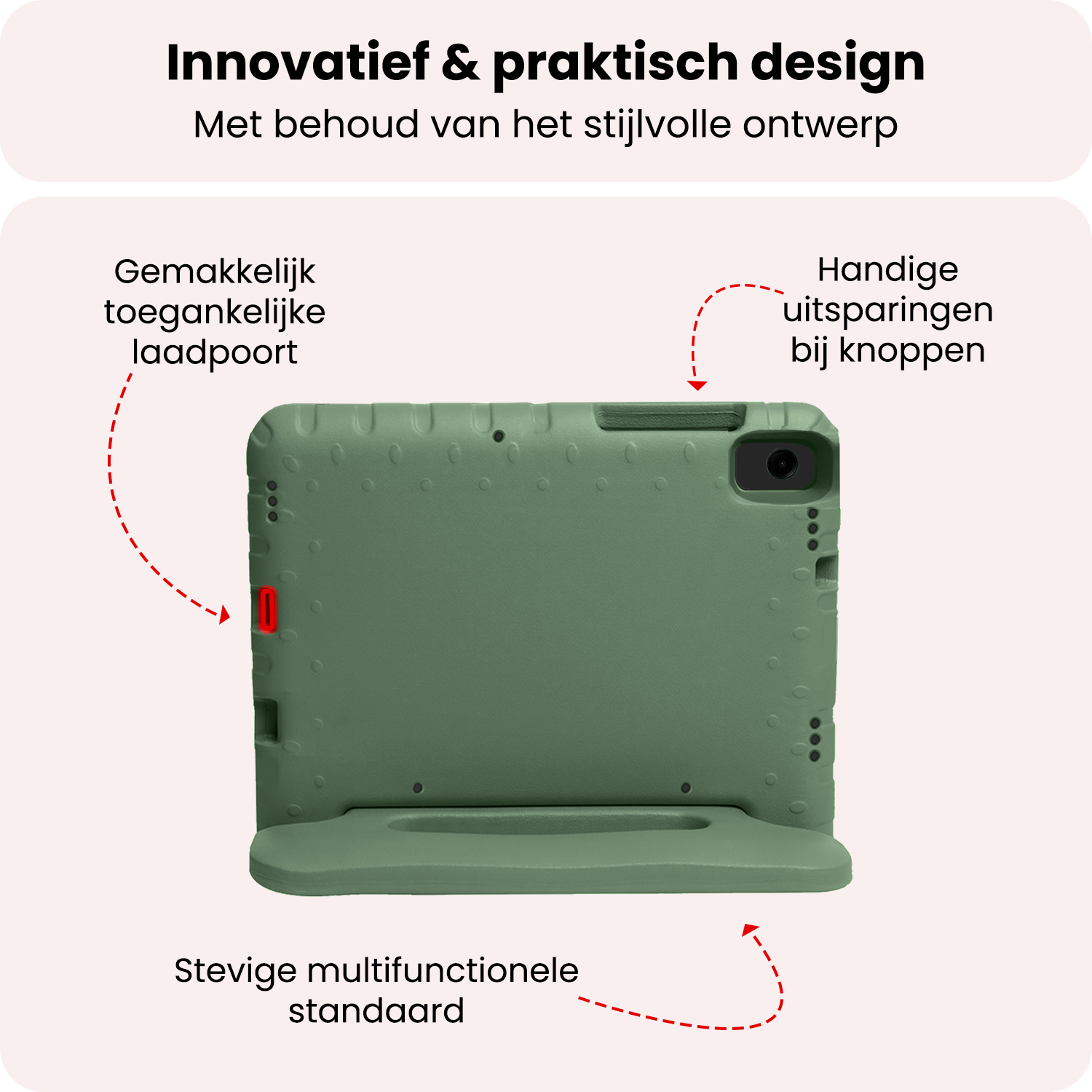 NoXx NoXx Samsung Galaxy Tab A11 Plus Kinderhoes Met Screenprotector - Donkergroen