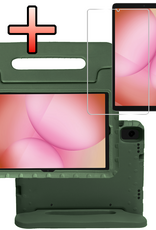 NoXx NoXx Samsung Galaxy Tab A11 Plus Kinderhoes Met Screenprotector - Donkergroen