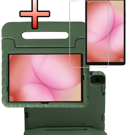 NoXx NoXx Samsung Galaxy Tab A11 Plus Kinderhoes Met Screenprotector - Donkergroen