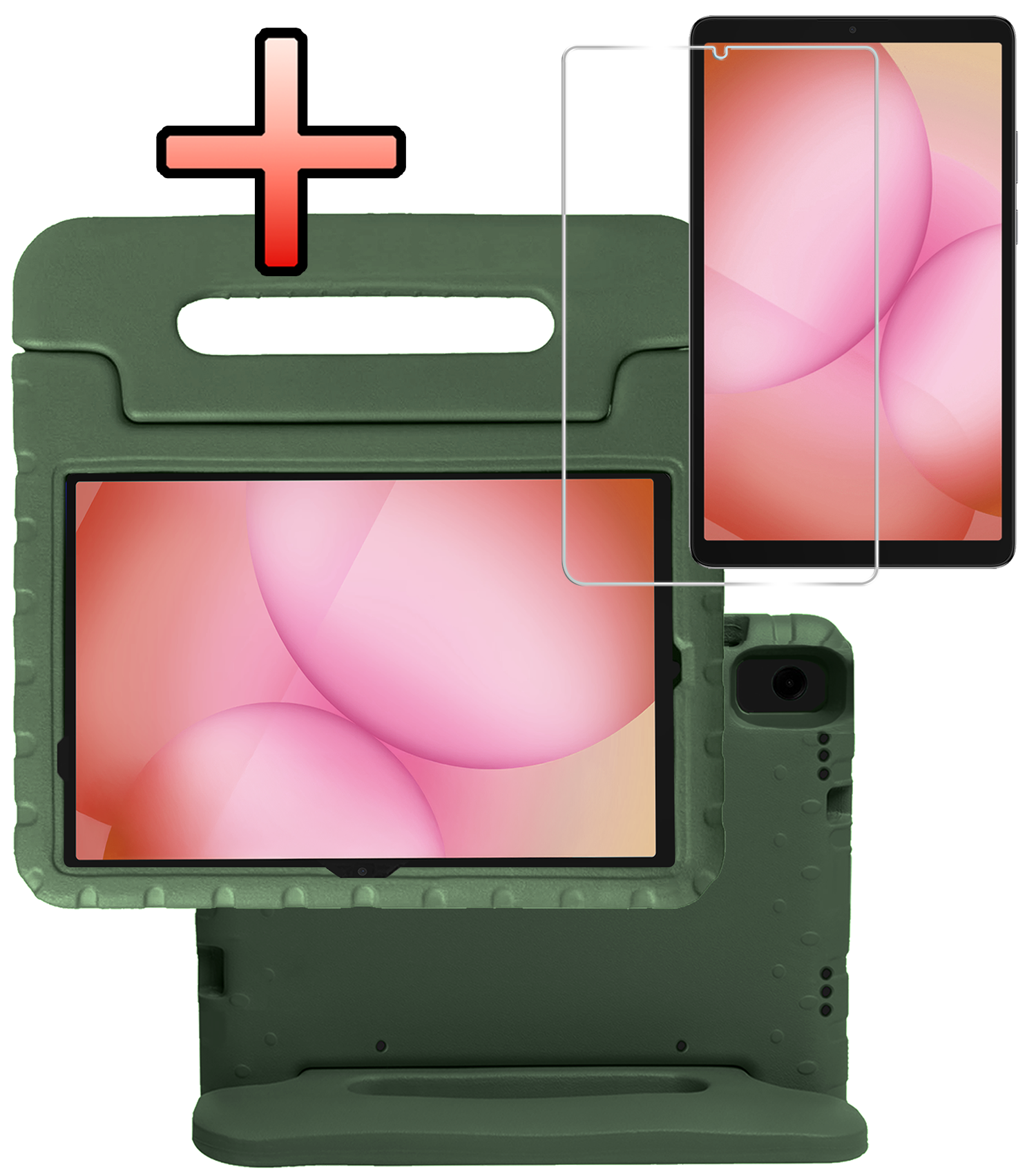 NoXx NoXx Samsung Galaxy Tab A11 Plus Kinderhoes Met Screenprotector - Donkergroen
