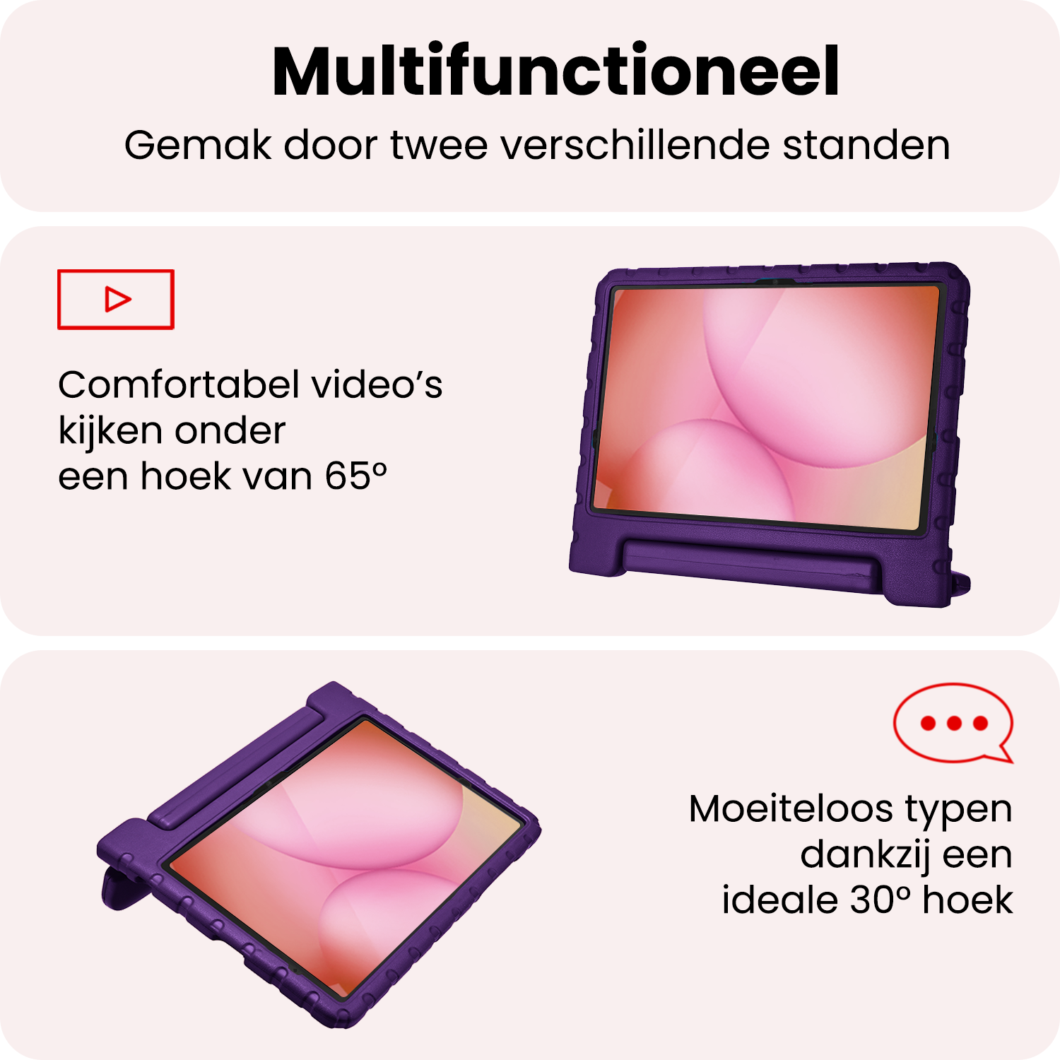 NoXx NoXx Samsung Galaxy Tab A11 Plus Kinderhoes Met Screenprotector - Paars