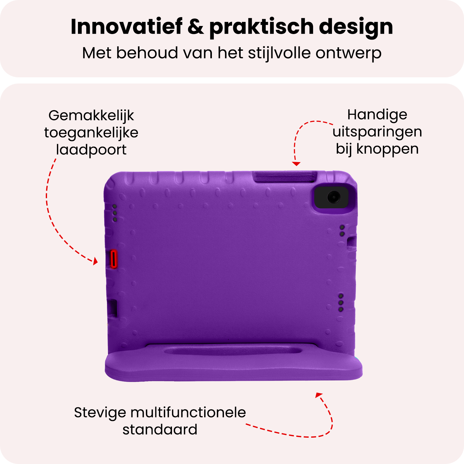 NoXx NoXx Samsung Galaxy Tab A11 Plus Kinderhoes Met Screenprotector - Paars
