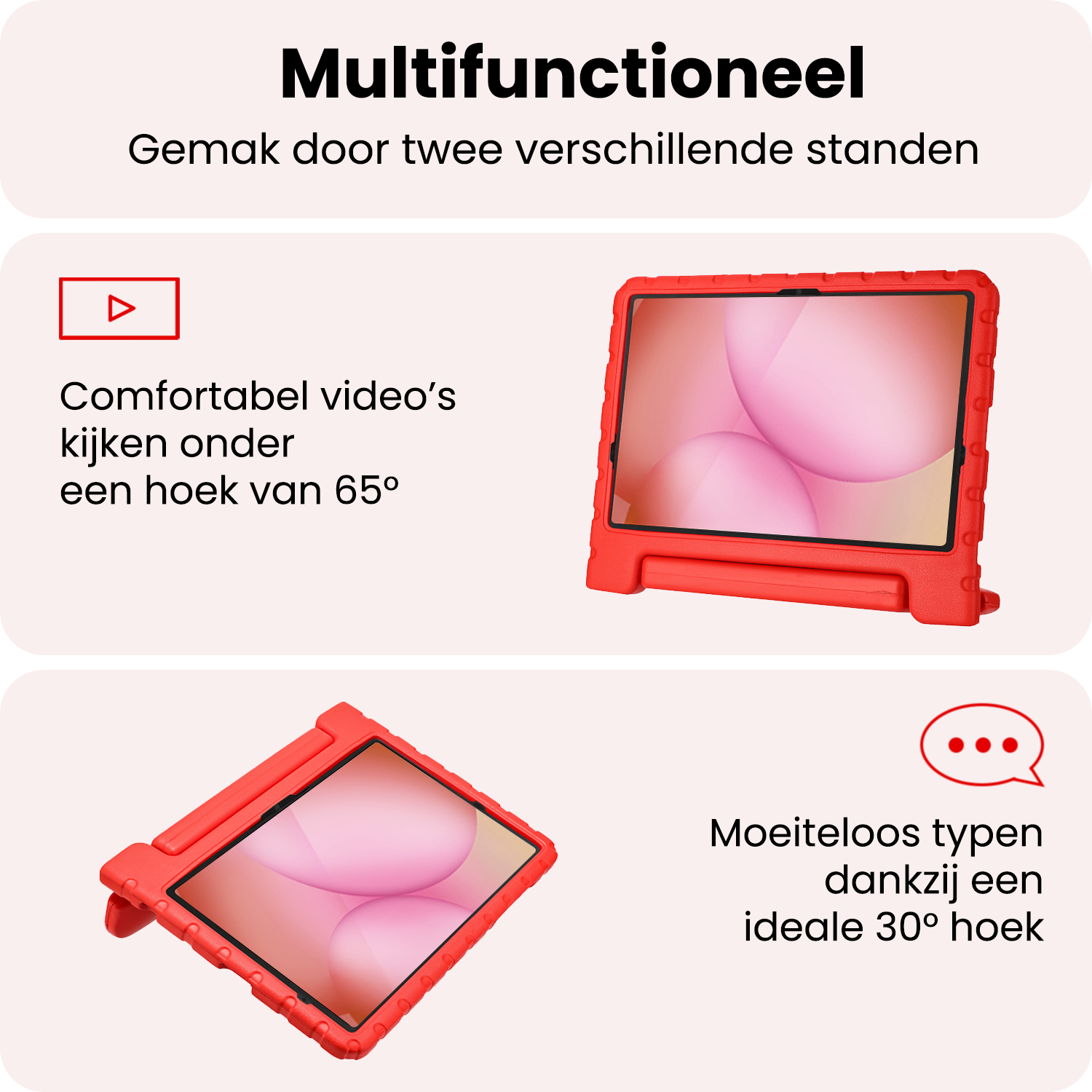 NoXx NoXx Samsung Galaxy Tab A11 Plus Kinderhoes Met Screenprotector - Rood