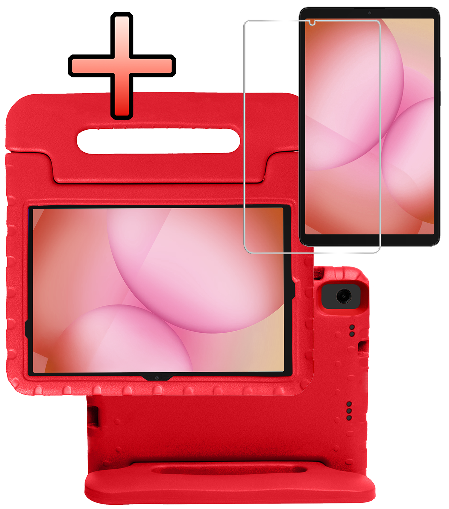 NoXx NoXx Samsung Galaxy Tab A11 Plus Kinderhoes Met Screenprotector - Rood