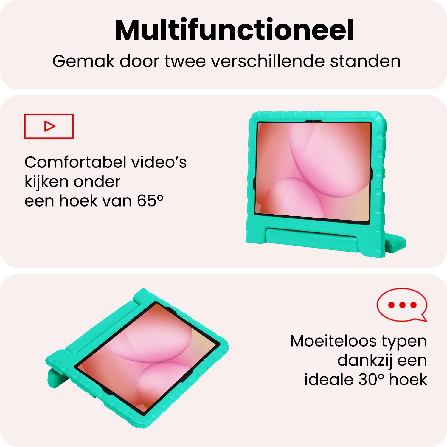NoXx NoXx Samsung Galaxy Tab A11 Plus Kinderhoes Met Screenprotector - Turquoise