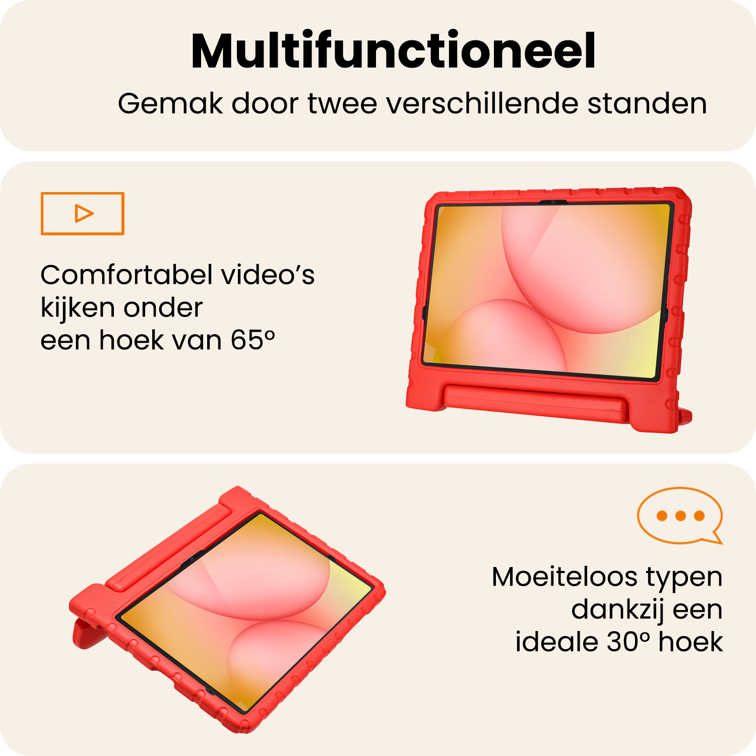 Nomfy Nomfy Samsung Galaxy Tab A11 Plus Kinderhoes Met Screenprotector - Rood