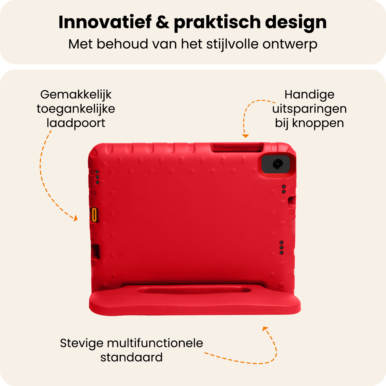 Nomfy Nomfy Samsung Galaxy Tab A11 Plus Kinderhoes Met Screenprotector - Rood