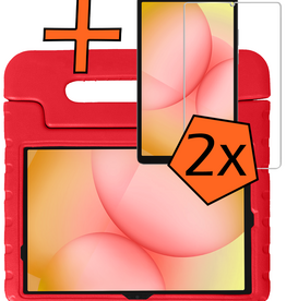 Nomfy Nomfy Samsung Galaxy Tab A11 Plus Kinderhoes Met 2x Screenprotector - Rood