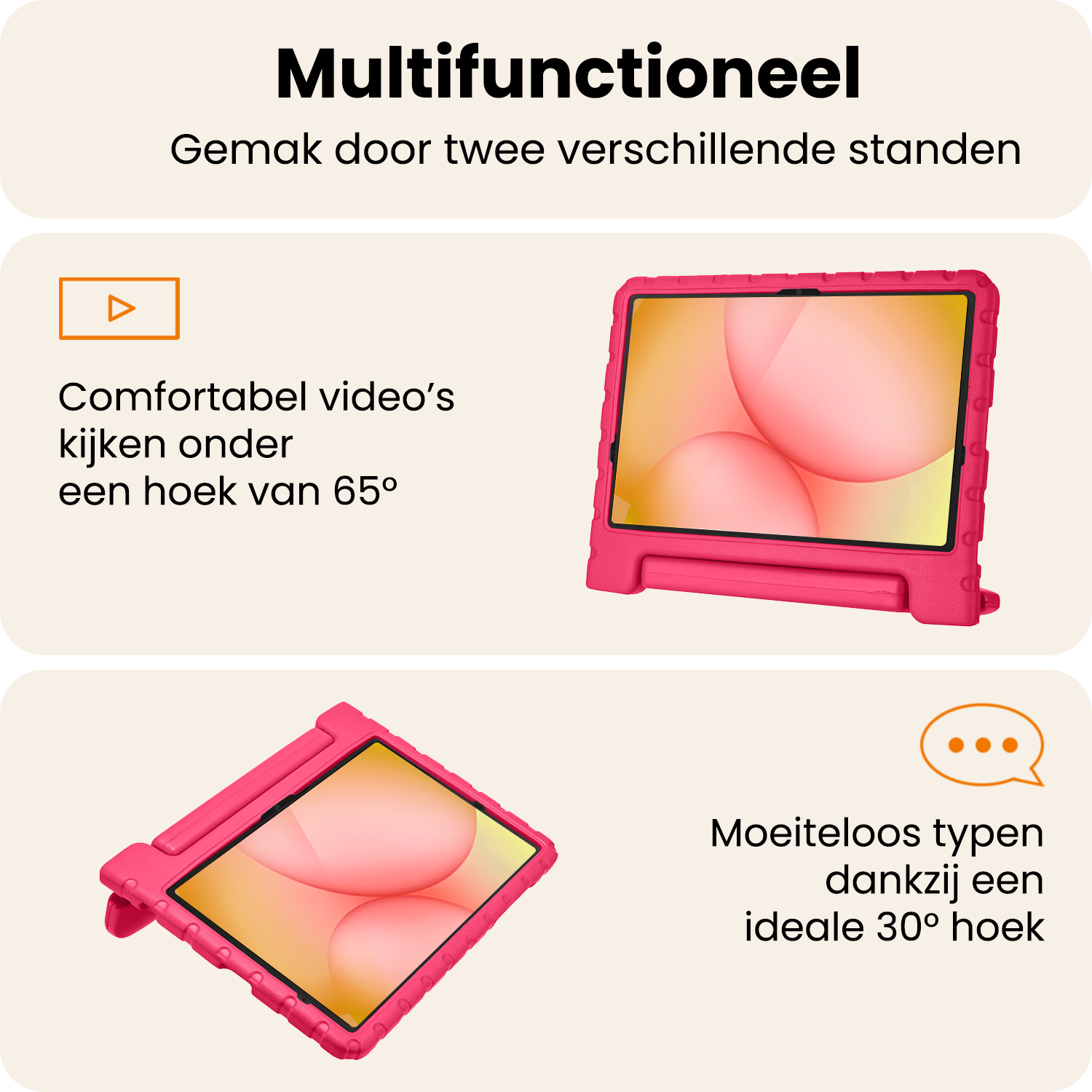 Nomfy Nomfy Samsung Galaxy Tab A11 Plus Kinderhoes Met 2x Screenprotector - Roze