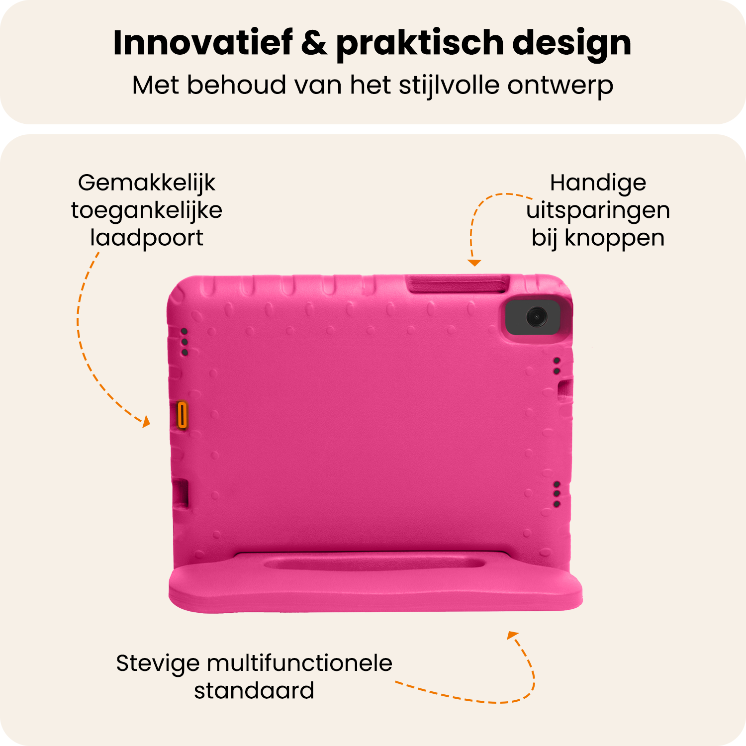 Nomfy Nomfy Samsung Galaxy Tab A11 Plus Kinderhoes Met 2x Screenprotector - Roze