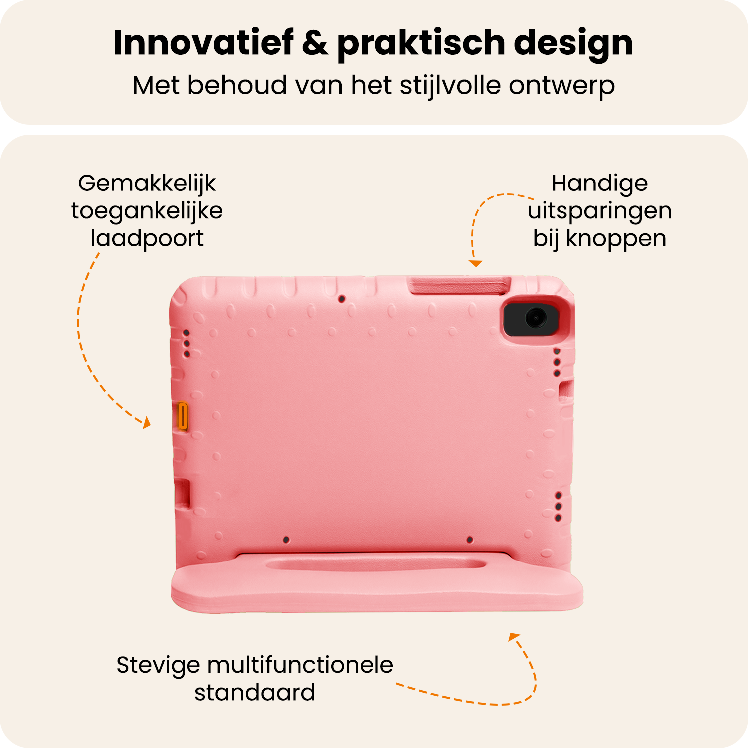 Nomfy Nomfy Samsung Galaxy Tab A11 Plus Kinderhoes Met 2x Screenprotector - Zalm