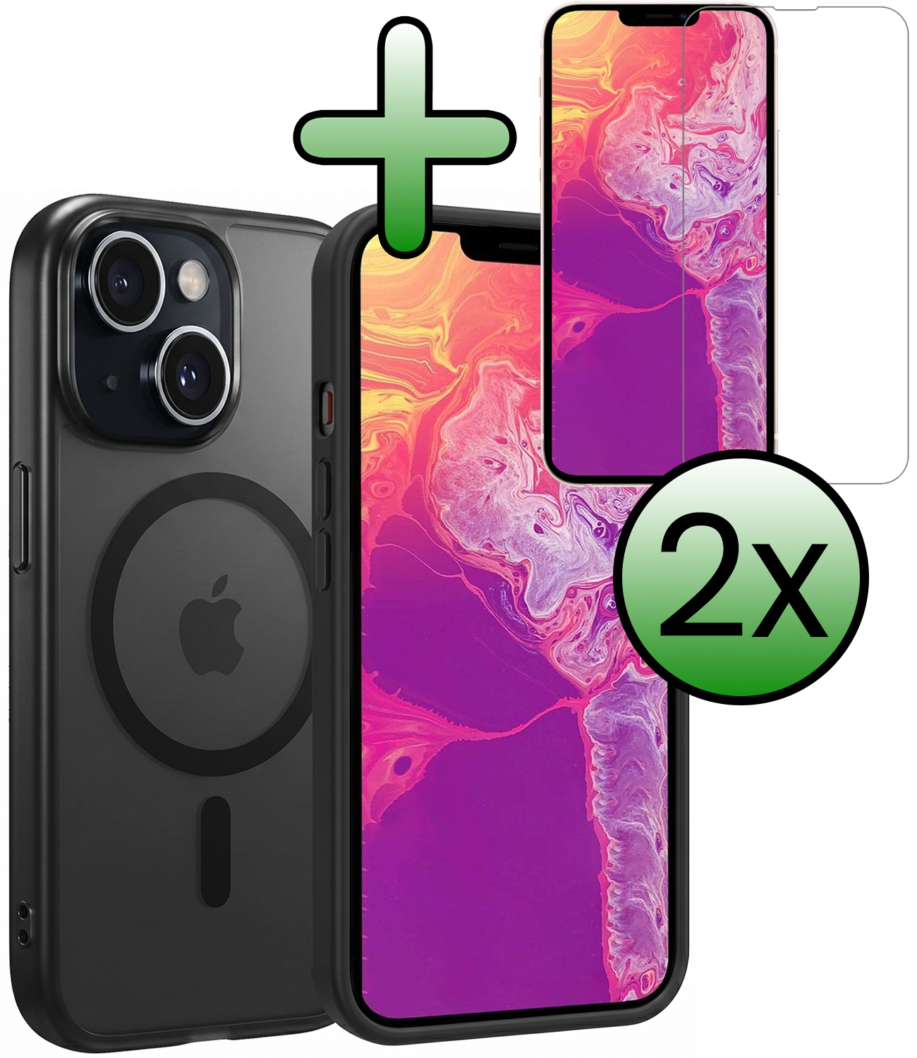 BASEY. BASEY. iPhone 14 Plus Magsafe Hoesje Zwart Met 2x Screenprotector