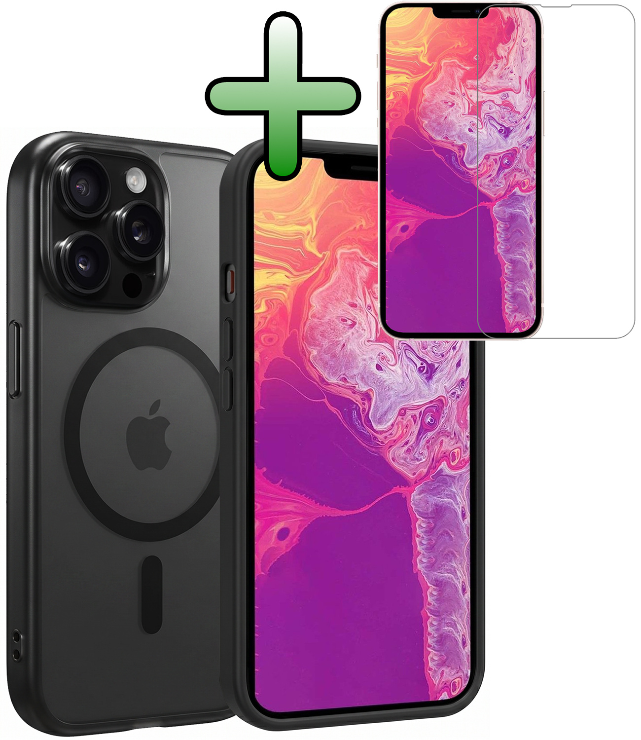 BASEY. BASEY. iPhone 14 Pro Max Magsafe Hoesje Zwart Met Screenprotector