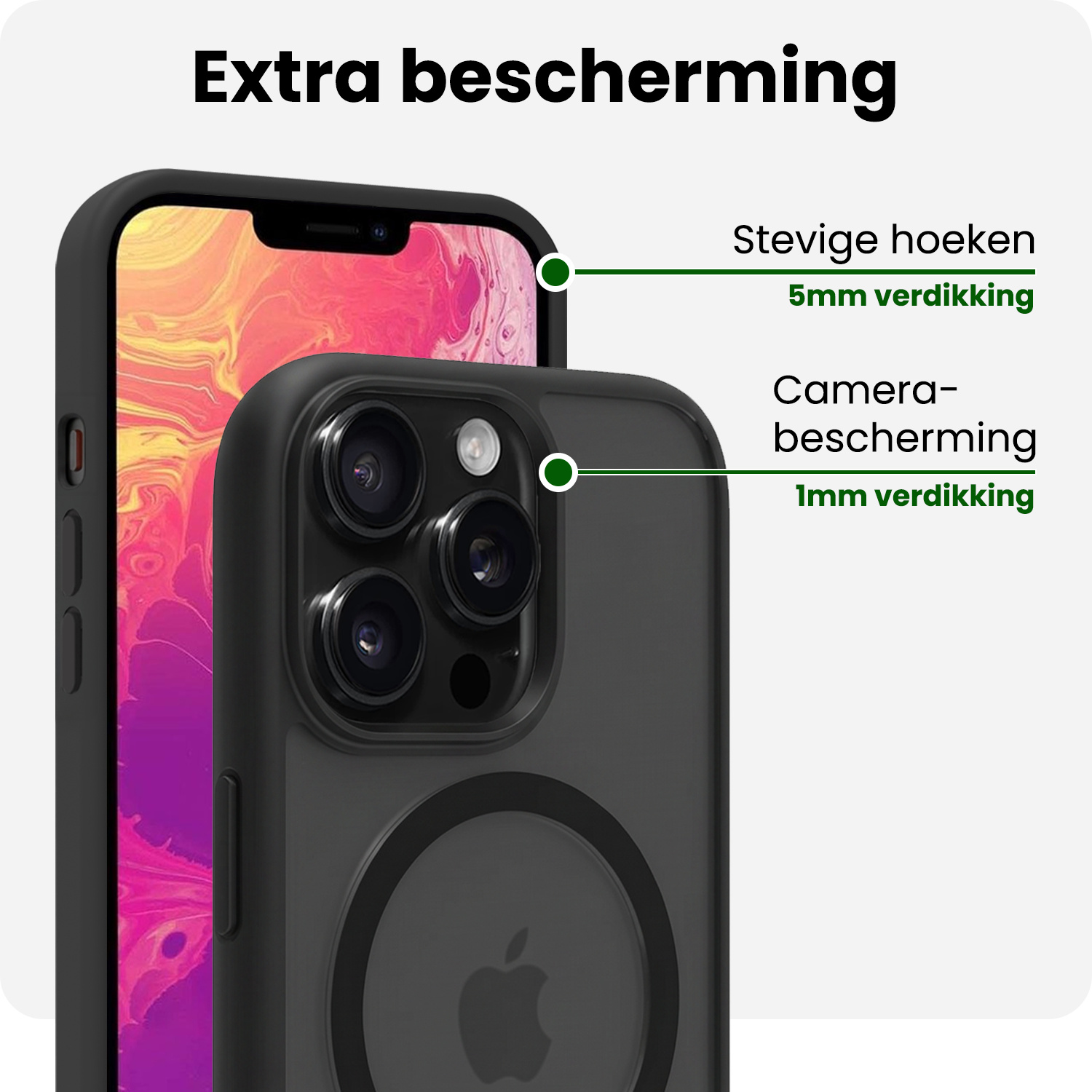 BASEY. BASEY. iPhone 14 Pro Max Magsafe Hoesje Zwart Met Screenprotector