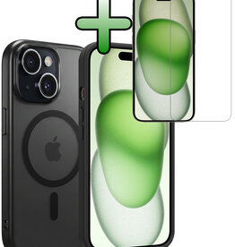 BASEY. BASEY. iPhone 15 Magsafe Hoesje Zwart Met Screenprotector