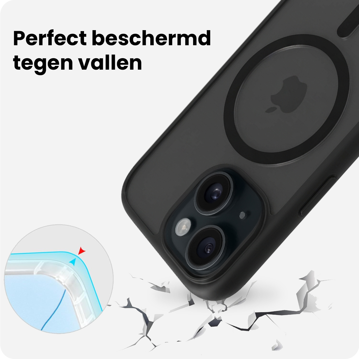 BASEY. BASEY. iPhone 15 Magsafe Hoesje Zwart Met Screenprotector