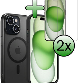 BASEY. BASEY. iPhone 15 Magsafe Hoesje Zwart Met 2x Screenprotector