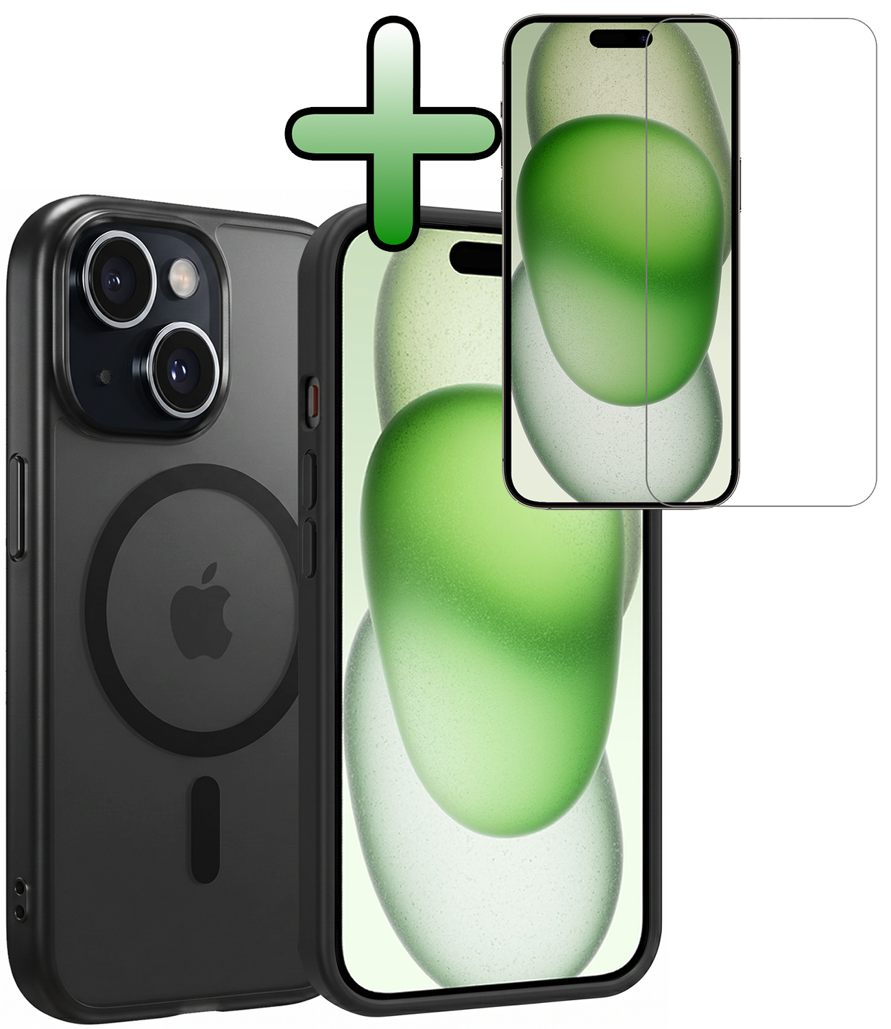 BASEY. BASEY. iPhone 15 Plus Magsafe Hoesje Zwart Met Screenprotector