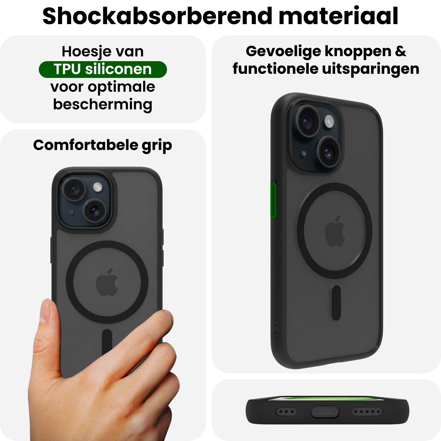 BASEY. BASEY. iPhone 15 Plus Magsafe Hoesje Zwart Met Screenprotector