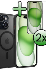 BASEY. BASEY. iPhone 15 Plus Magsafe Hoesje Zwart Met 2x Screenprotector