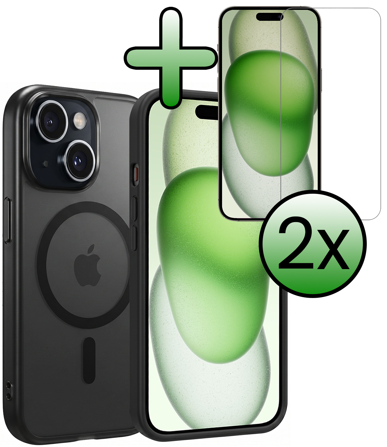 BASEY. BASEY. iPhone 15 Plus Magsafe Hoesje Zwart Met 2x Screenprotector